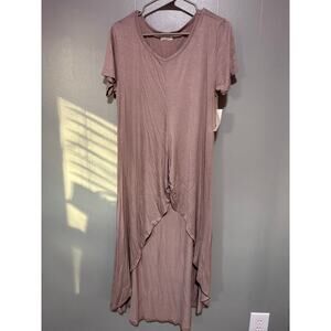 Free Kisses Mauve Pink Layered Maxi Dress Short Sleeve Soft Knit Size XL